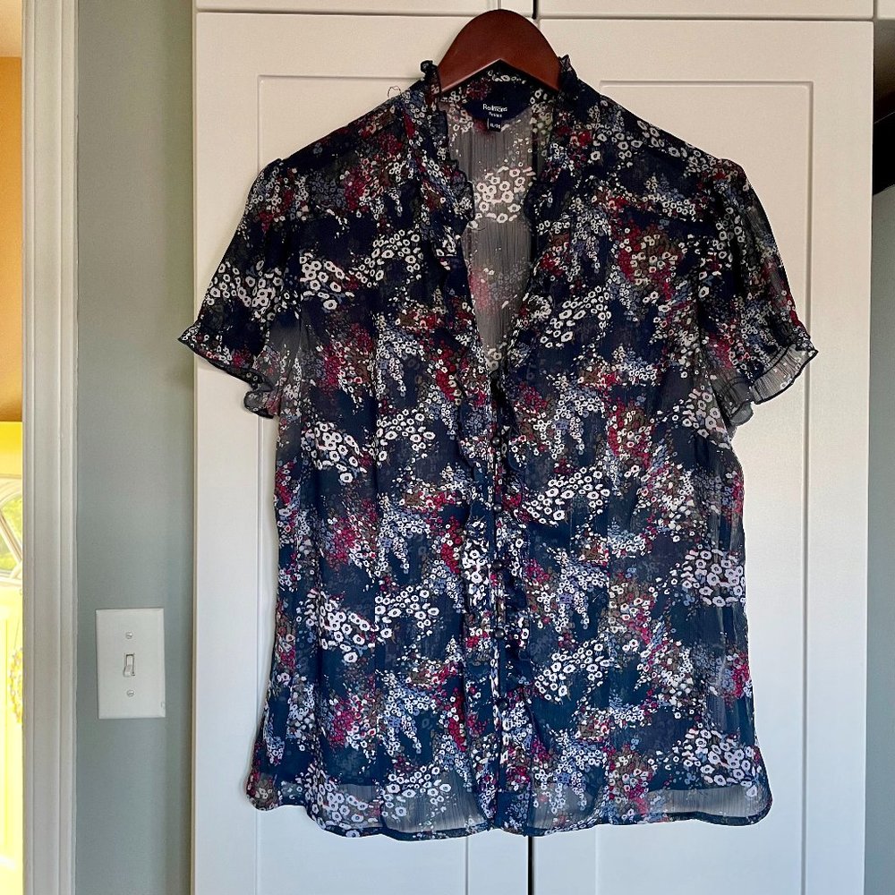 XL petites Sheer Overlay Blouse